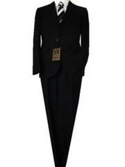 Fitted Discounted Sale Slim Cut 2 Button Euro Slim Solid Black Men'S Suit