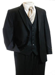 3 piece Vested 2 Button Black Tone/Tone Men Suit Black  2 Piece Suits - Two piece Business suits Suit