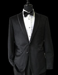 Men'S Trimmed Lapel Velvet Tuxedo 2 Buttons Black