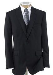 Men's 2 Black Wool three piece suit with Pleated Trousers