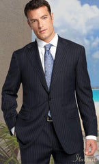 2 BUTTON COLOR CHARCOAL WITH PINSTRIPE Men's SUIT