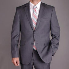 Men's Charcoal Gray 2 Button Suit - 100% Percent Wool Fabric Suit - Worsted Wool Business Suit