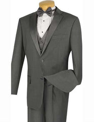 Charcoal Grey ~ Gray Two Buttons Tuxedo Men'S Jacket & Pants Suit No Vest