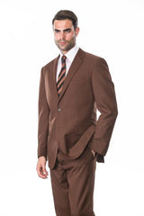 Men'S 2 Piece 2 Button Extra Fine Coco Tone On Tone Stripe ~ Pinstripe Suit