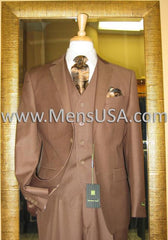 2 Button 3 Piece Mocca Fitted Suit Copper~Rust~Cognac