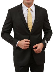 Men's 2 Button Front Closure Black Satin Trim Suit