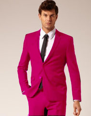 Men'S Fuschia 2 Button Style And Cotton Suit