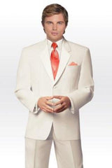 Men's 2 Button Ivory ~ Cream Tuxedo Wedding Suit