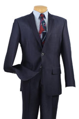 Men'S Midnight Dark Navy Blue Slim Fit Side Vents Suits