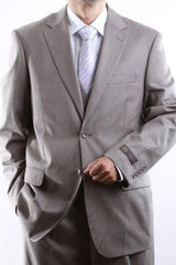 Men's 2 Button Light Taupe Tonal 3 Pieces Vested Dress Suit  - Three Piece Suit