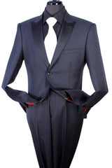 Men'S Dark Navy 2 Button Jacket Tailor Fit Suit