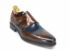 Two Tone Wingtip Double Monk Strap Carrucci