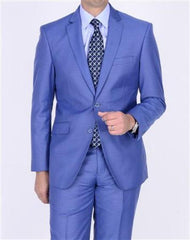 Men'S 2 Button Teal Blue Cobalt ~ Indigo ~ Bright Blue Cobalt Steel Darker Than Royal Color Dress Suits For Men