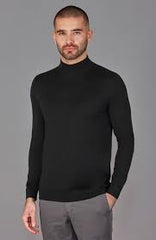 "Men's Silk Mock Turtleneck – Elegant & Professional Knitwear"