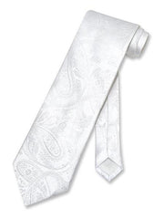 Men's Paisley Pattern White Polyester Neck Tie-Men's Neck Ties - Mens Dress Tie - Trendy Mens Ties