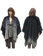 Fur Grey Genuine Cape With Rabbit Trimming