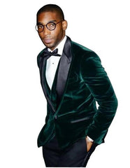 Men'S Olive Hunter Green Velvet Tuxedo Jacket