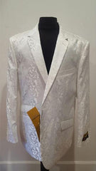 Shiny white Men's Floral Sportcoat ~ Fashion Blazer Dinner Jacket Tuxedo Looking (Wholesale Price $80 (12pc&UPMinimum))