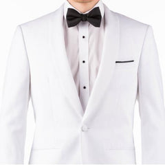 Men's White 80% Polyester, 20% Rayon One Button Suit