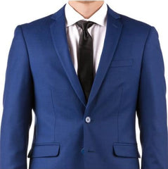 Men's Slim Fit Suit - Fitted Suit - Skinny Suit Men's Bright Blue  Suit