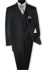 Charcoal Grey Stripe ~ Pinstripe Pleated Pants