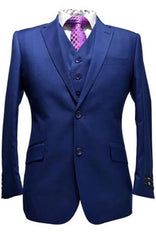 Men'S Indigo ~ Bright Blue ~ Cobalt ~ Teal Blue Blue Pick Stitched 2 Button Suit Pleated Pants