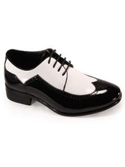 Bold Black And White Wingtip Two Toned Shiny Dress Oxford Shoes Perfect For Men 1920s Gangster Style