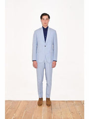 Men'S Sky Baby Blue Suit - Mens Linen Suit