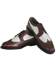 Men's Thine Leather sole 5 Eyelet Lacing Wingtip Brown~White Shoes