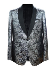 Men'S Silver 1 Button Velvet Slim Fit Casual Blazer On Sale