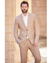 Dark Tan Linen ~ Taupe ~ Khaki Suit - Mens Linen Suit