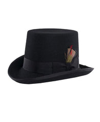 Men's Designer Brand Black 100% Wool Fully Lined Short Pilgrim Top Hat ~ Tuxedo Hat