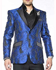 Men's Blue One Chest Pocket Two Button Slim Fit Suit