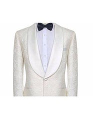 Men's White  Shawl Lapel Tuxedo One Button