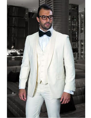 Men's Shawl Lapel One Button Cream Tuxedo