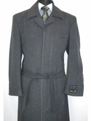 Mens Overcoat Mens Topcoat Mens Charcoal Belted Wool Dress Coat