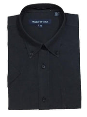 Oxford Black Short Sleeve Button Down Cotton Blend Men'S Men'S Dress Shirt