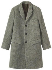 Mens Topcoat Mens Dress Coat Three Button  Herringbone Tweed Wool Gray ~ Grey Top Coat ~ Overcoat