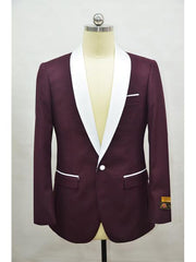 Men'S Blazer Burgundy ~ White Tuxedo Dinner Jacket And Blazer Two Toned