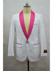 Men's Blazer  White ~ Fuschia Tuxedo Dinner Jacket and Blazer Two Toned