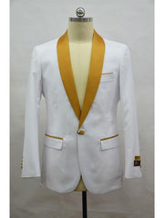 Men's Blazer  White ~ Gold Tuxedo Dinner Jacket and Blazer Two Toned