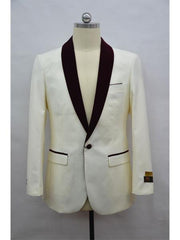 Mens Dinner Jacket Mens Blazer  Ivory ~ Burgundy Tuxedo Dinner Jacket and Blazer Two Toned