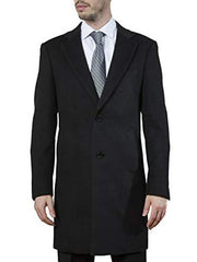 Men's Black 2 Buttons Three Quarter  Topcoat