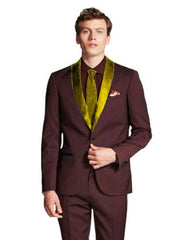 Mens Shawl Lapel  Burgundy/Gold ~ Wine ~ Burgundy Dinner Jacket