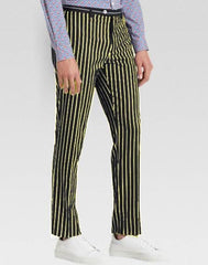 Men's Slacks Black Ganagster Chalk Striped Black Pinstripe