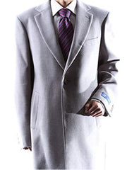 Men's Dress Coat Caravelli  2 Buttons Style Men's Carcoat ~Three Quarter Light Gray Long Men's Dress Topcoat -  Winter coat