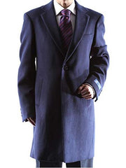 Men's Dress Coat Caravelli   Long Jacket 2 Buttons Style Men's Carcoat ~Three Quarter Navy Long Men's Dress Topcoat -  Winter coat