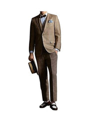 Men's Brown One Chest Pocket Costumes Outfit Male Attire Great Gatsby Clothing Costumes Suits