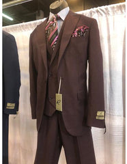 Men's Brown One Button Peak Lapel Suit