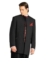 Men's Black Mandarin Collar Nehru Jacket